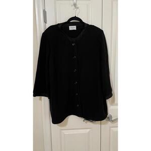 Stizzoli Collection Sweater Cardigan Made Italy Size 22 Tag 58 Wool Blend Black